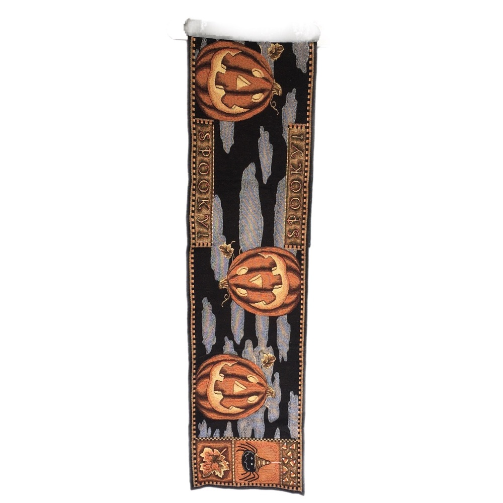 Halloween Table Runner Tapestry Jack-o-lantern Spider Candy Corn